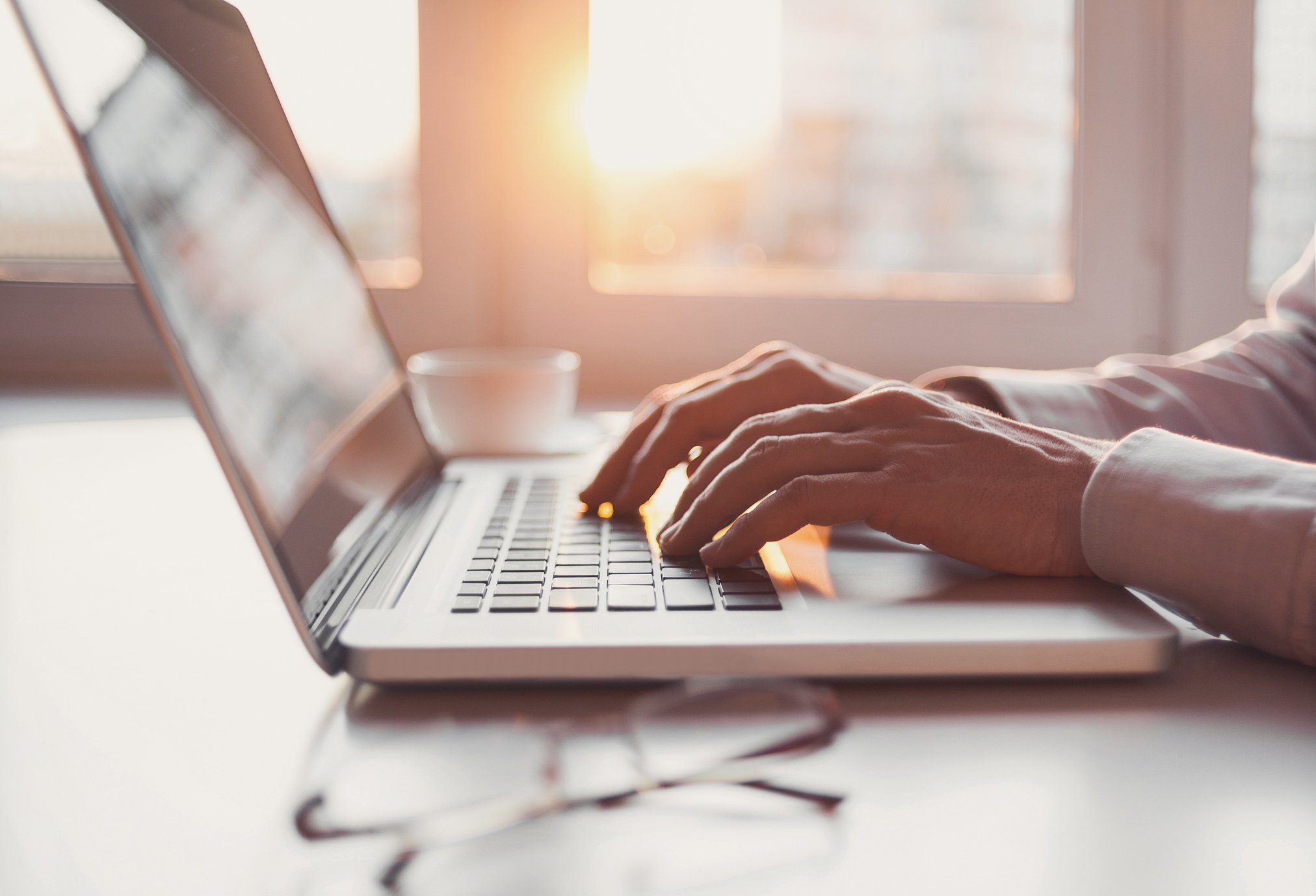 Man using laptop computer